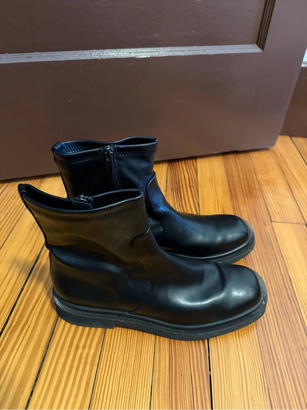 Franco Sarto Black Leather Zip Ankle Boots